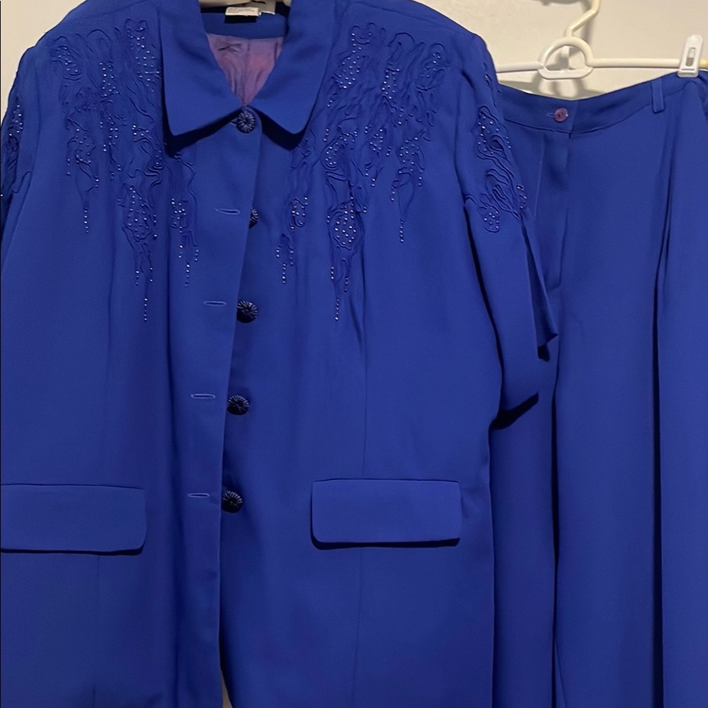 💙Rare Vintage Ann Gerlin Royal Blue Beaded Two-Piece Set